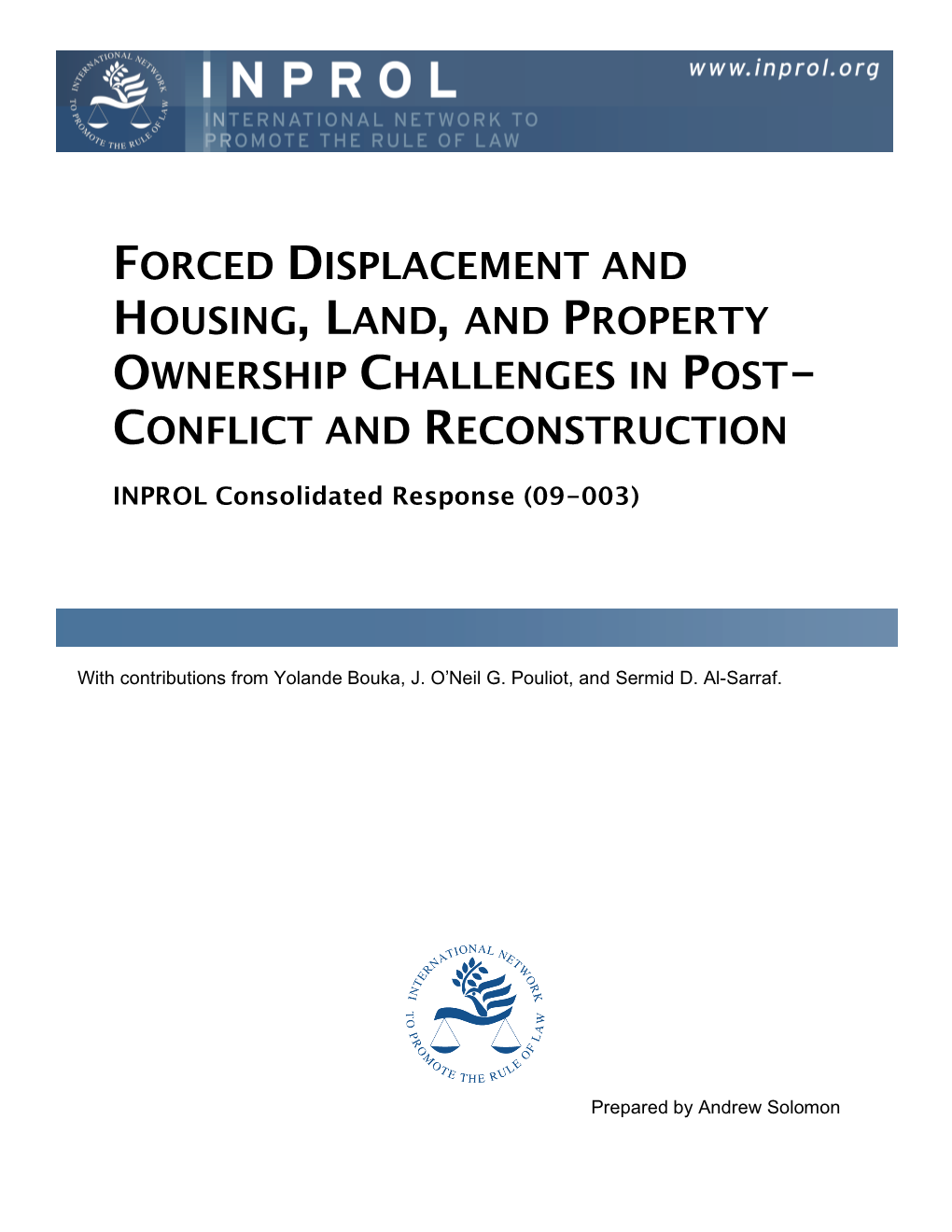 Forced Displacement And Housing Land And Property Ownership