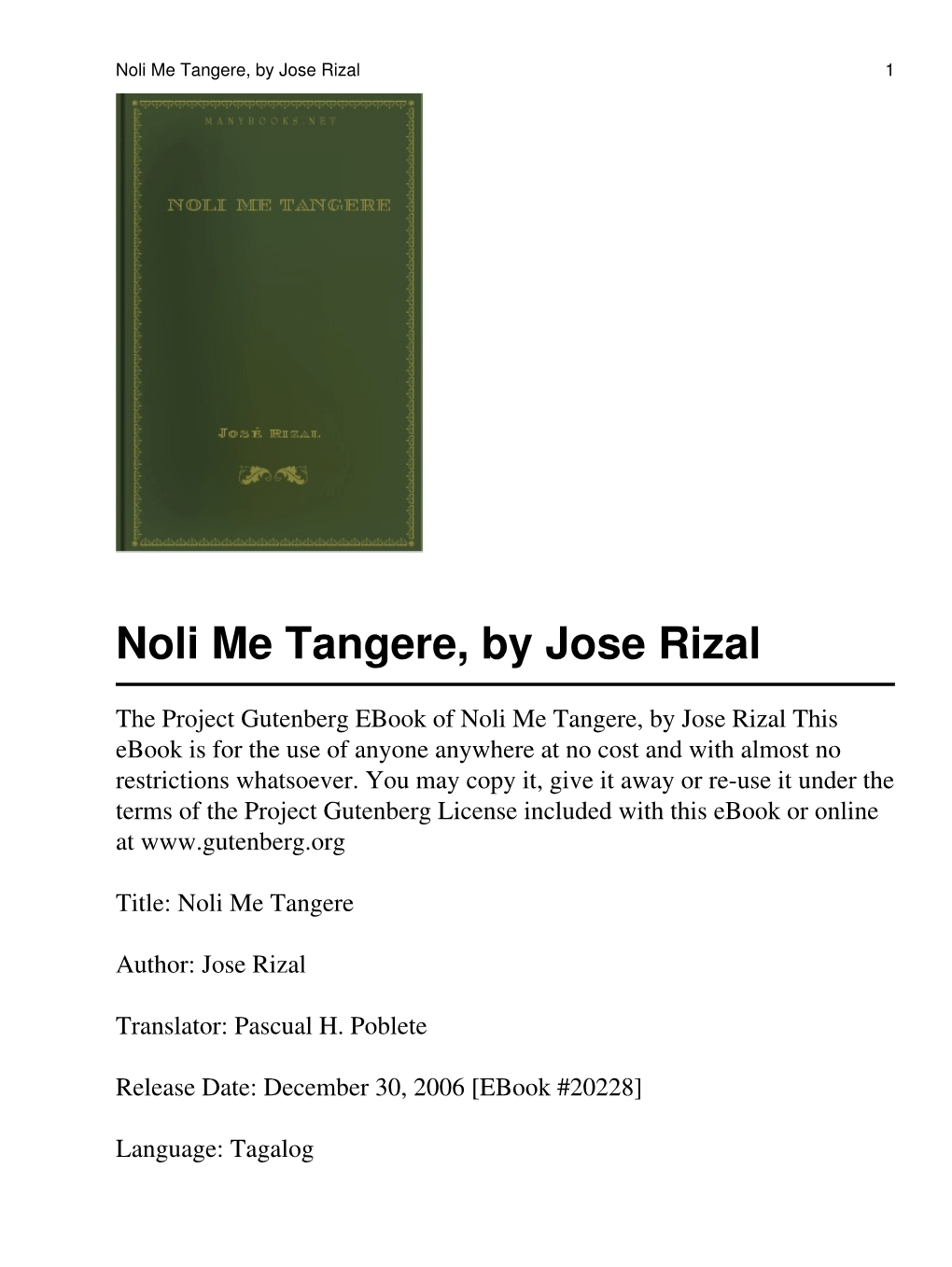 Noli Me Tangere By Jose Rizal Docslib