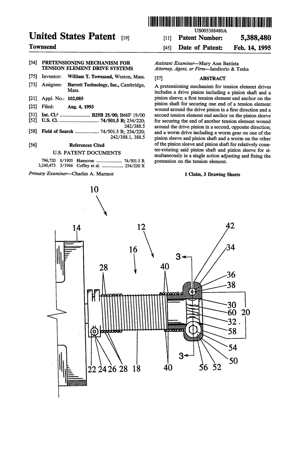 Assistant Examiner-Mary Ann Battista TENSION ELEMENT ORVE SYSTEMS Attorney, Agent, Or Firm-Landiorio & Teska 75 Inventor: William T