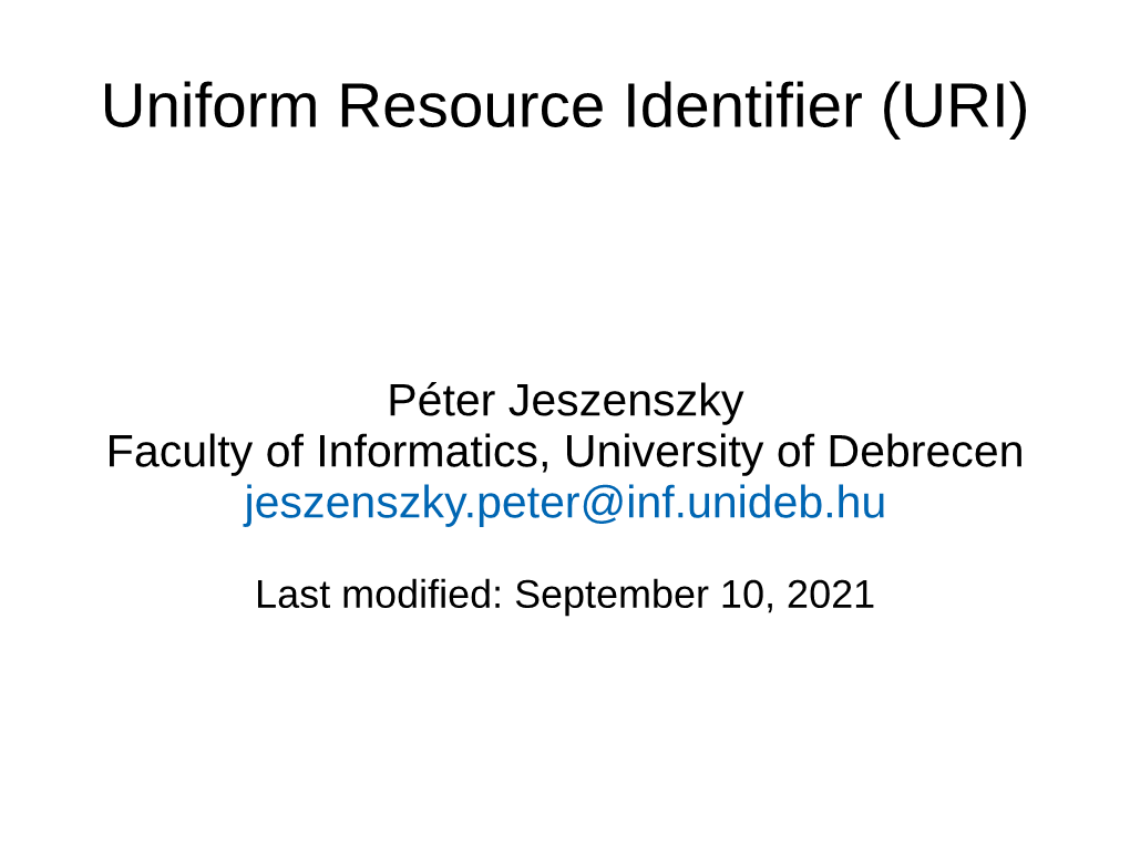 Uniform Resource Identifier (URI)