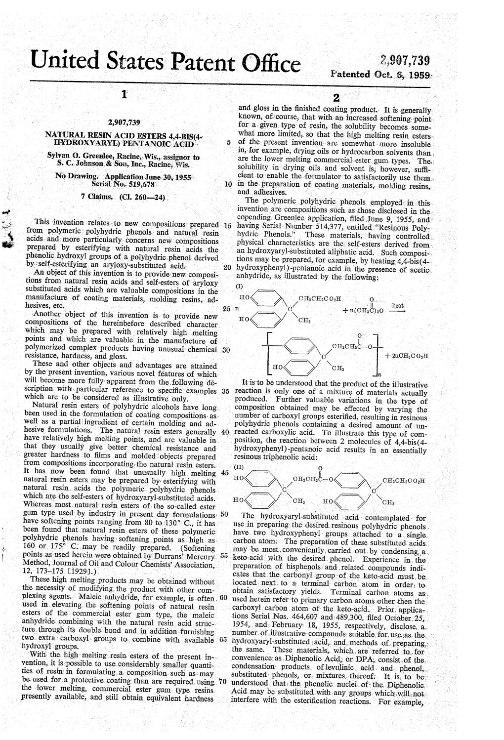 United States Patent Office 2,907,739