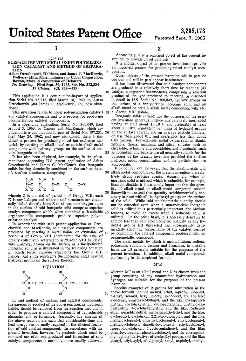 United States Patent Office Patented Sept