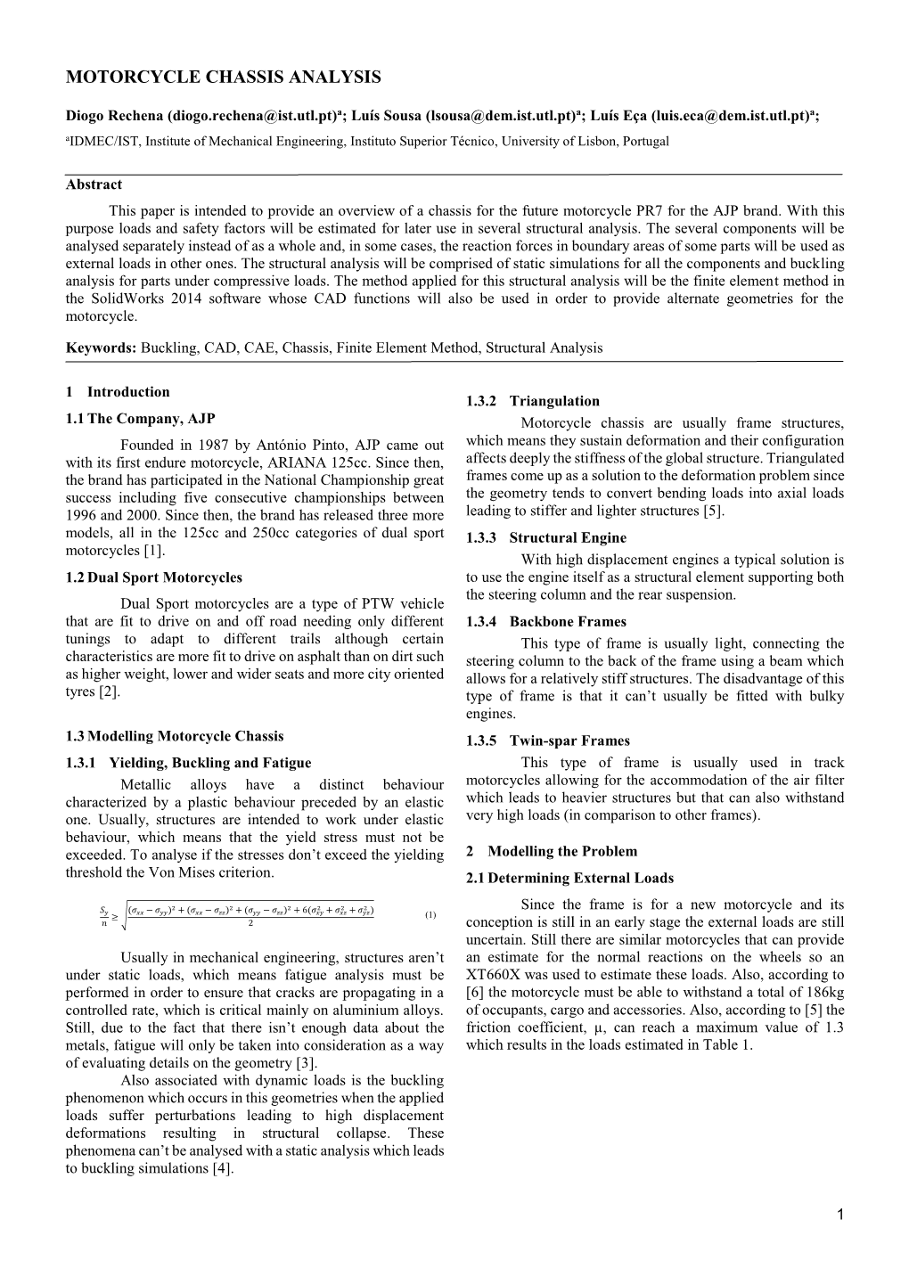 Motorcycle Chassis Analysis