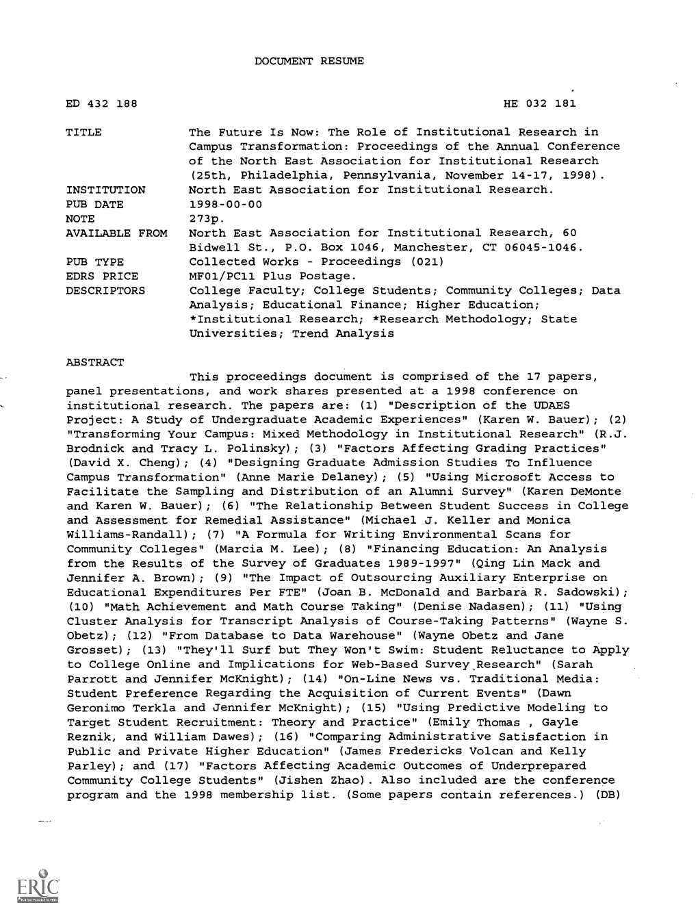 The Role of Institutional Research in Campus Transformatio