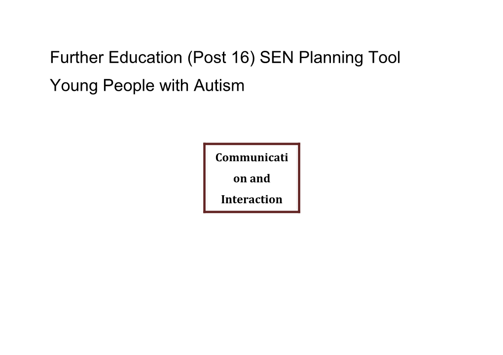 SEN Planning Tool for Young People with Autism March 2015