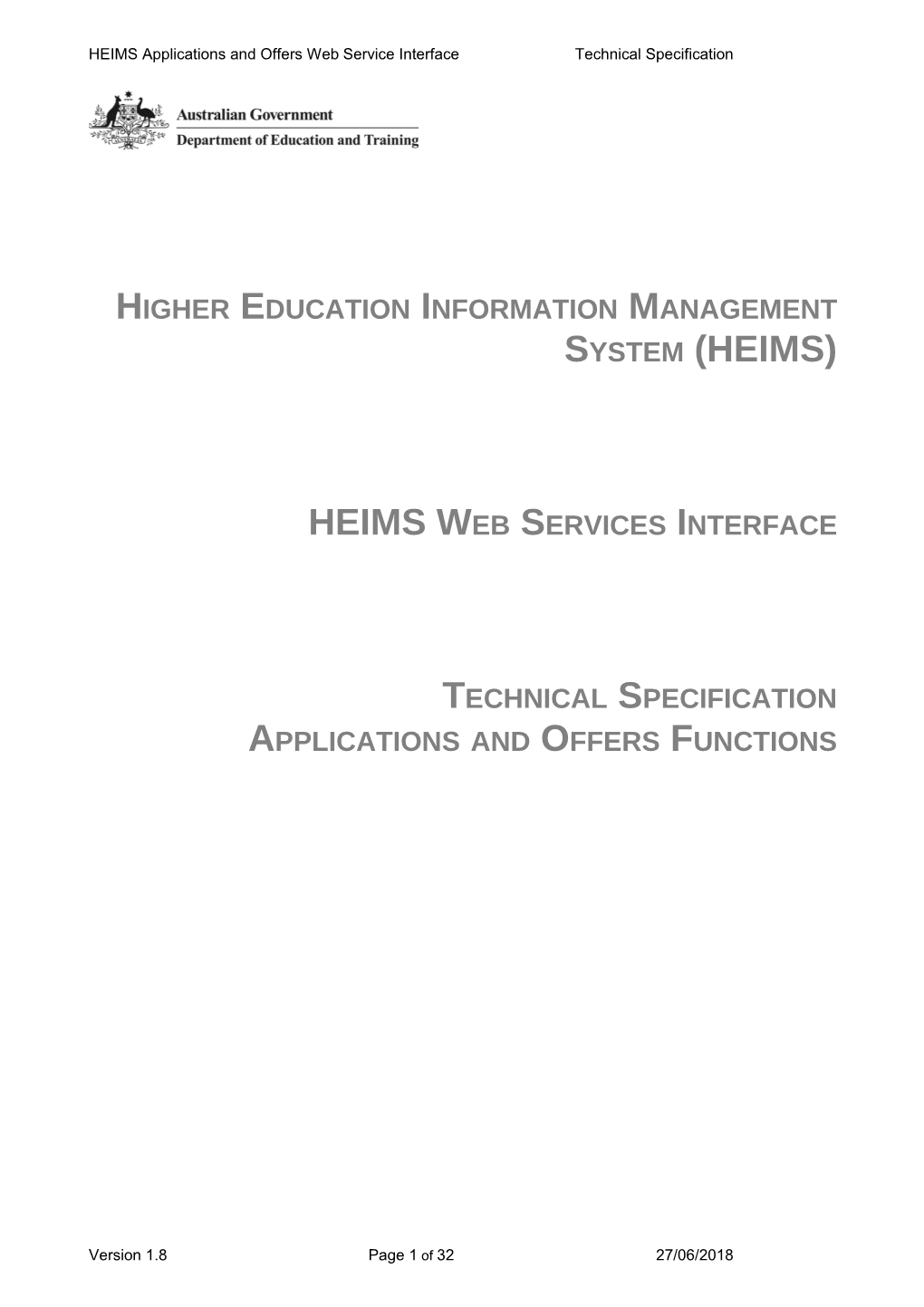 University Applications and Offers Data - HEIMS Web Services Technical Specification
