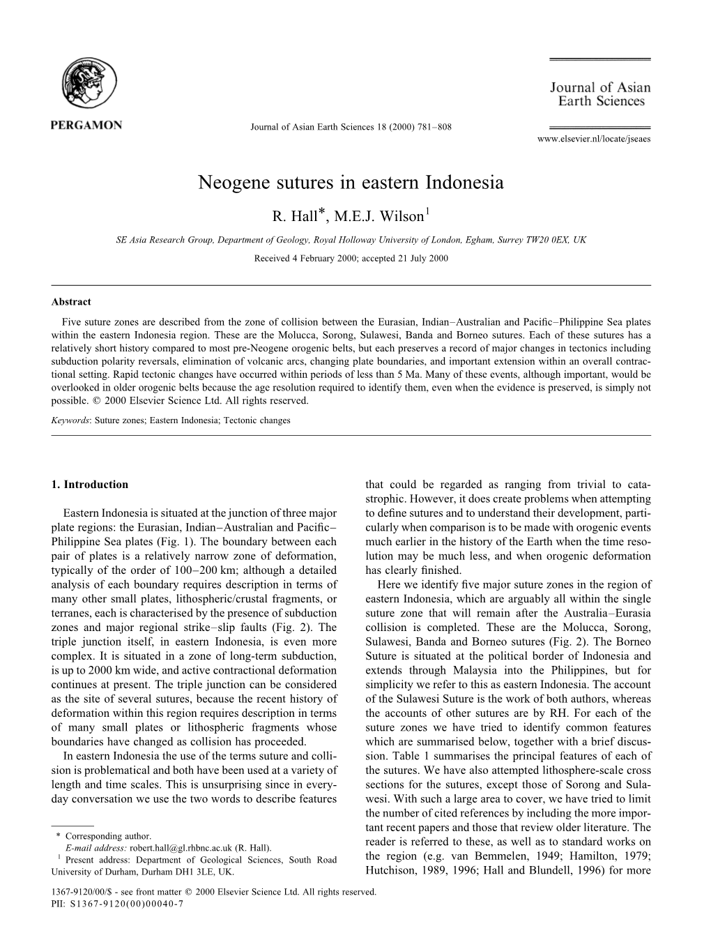 Neogene Sutures in Eastern Indonesia