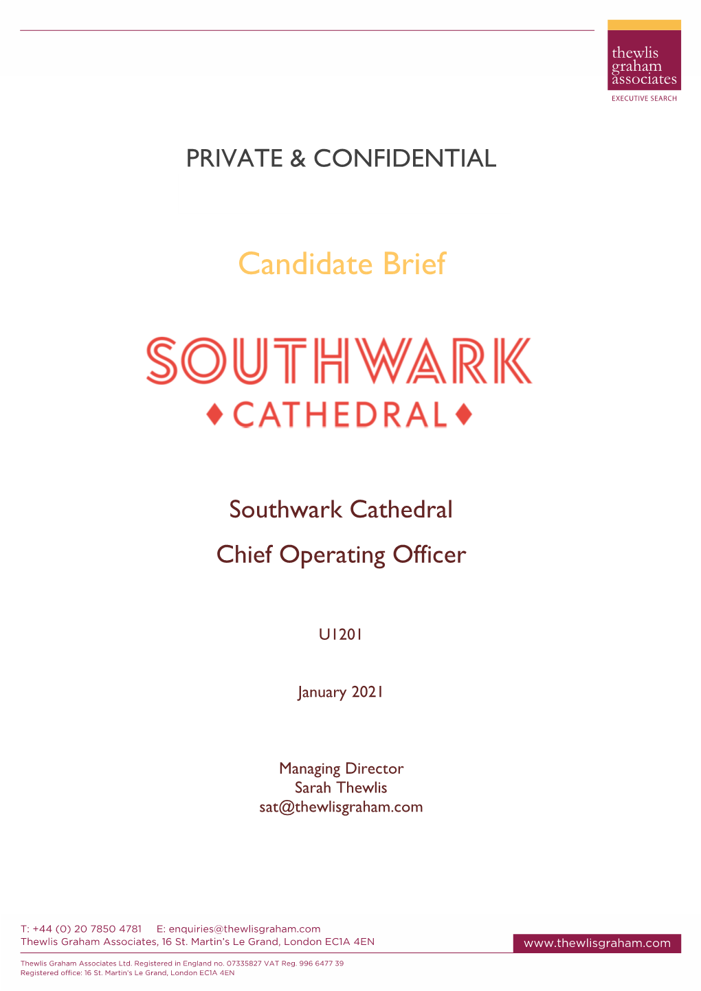 Southwark Cathedral Chief Operating Officer