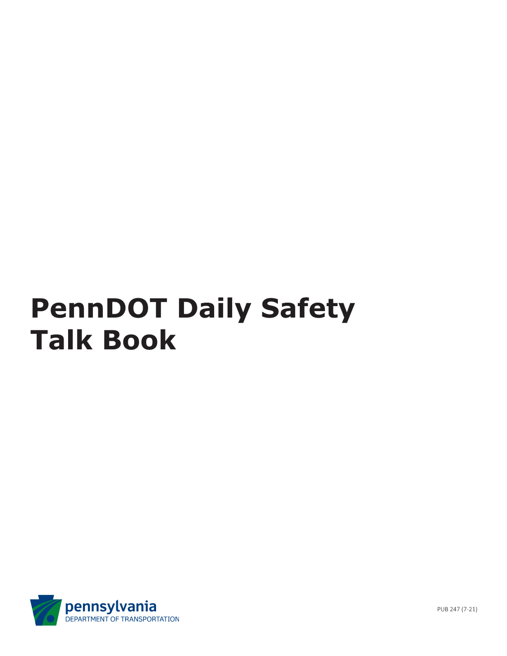 Penndot Daily Safety Talk Book