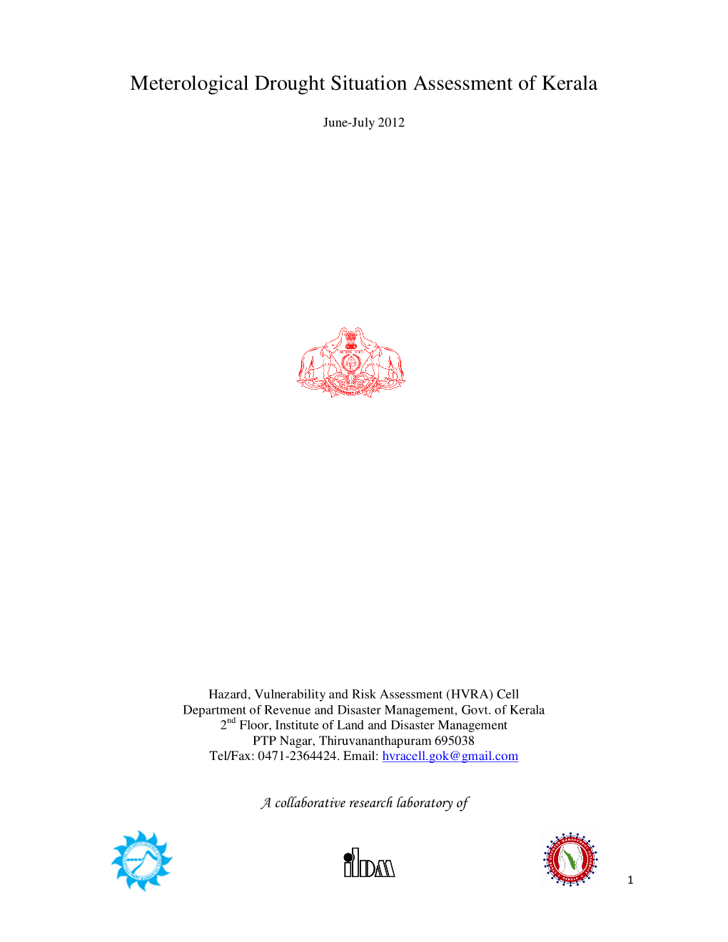 Meterological Drought Situation Assessment of Kerala