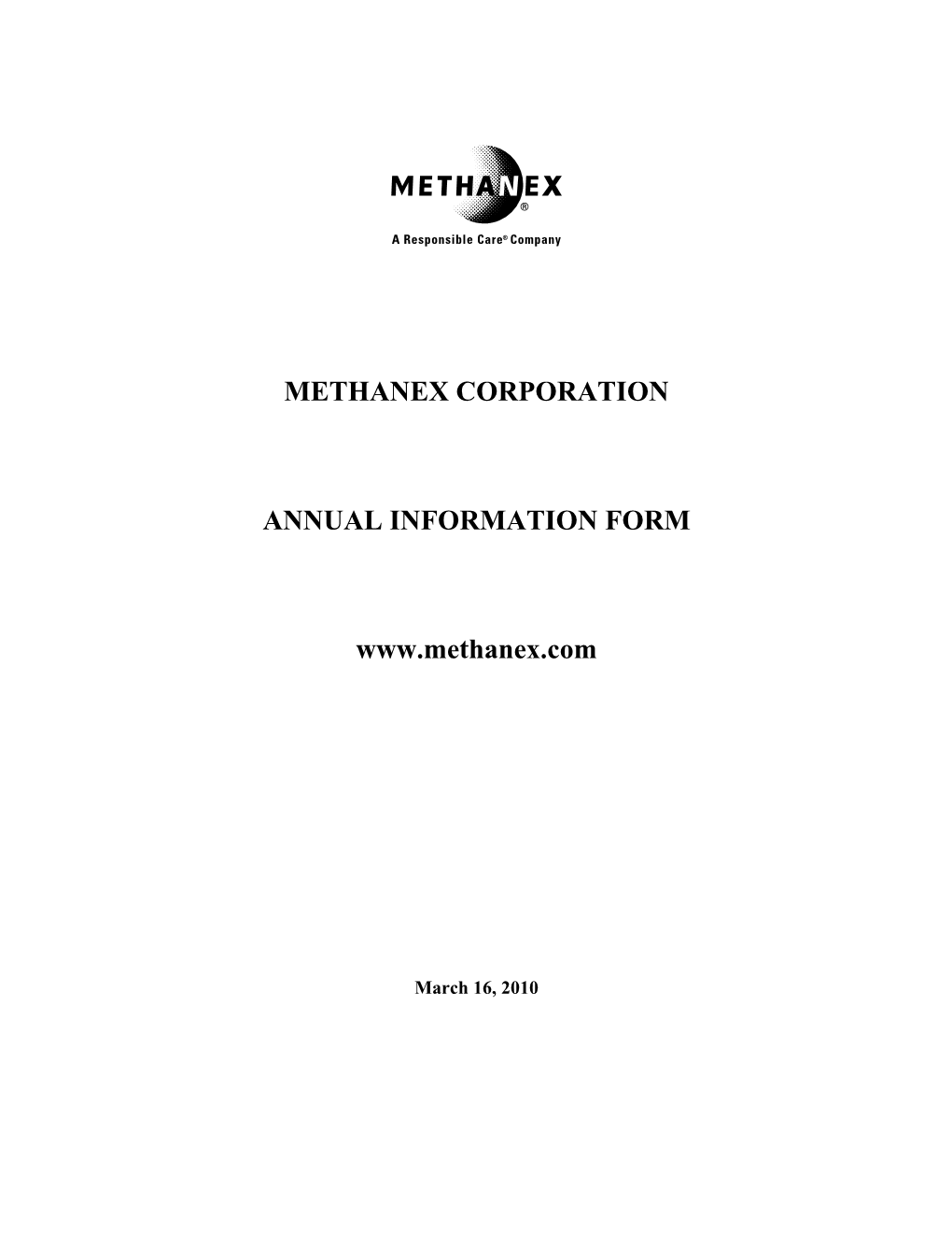 Methanex Corporation Annual Information Form