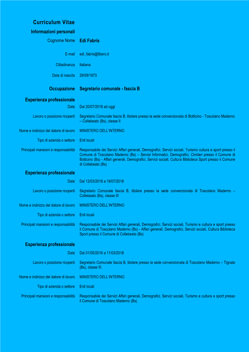 Curriculum Vitae Europass