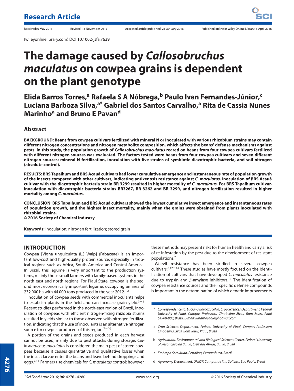 The Damage Caused by Callosobruchus Maculatus On