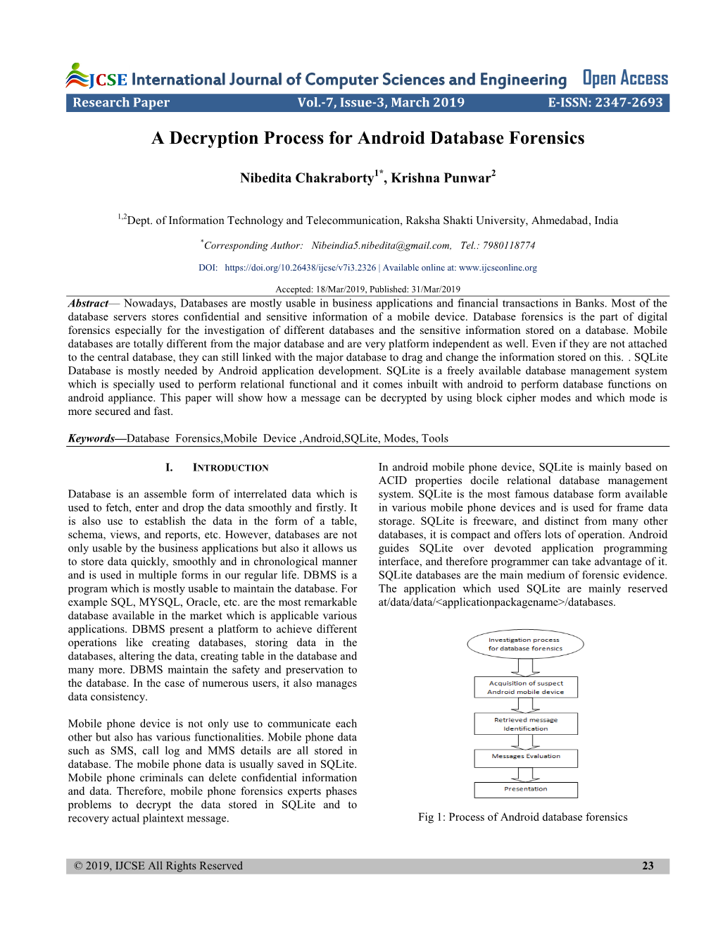 A Decryption Process for Android Database Forensics