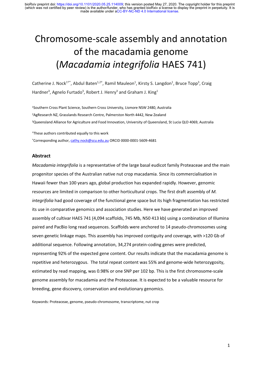 Macadamia Integrifolia HAES 741)