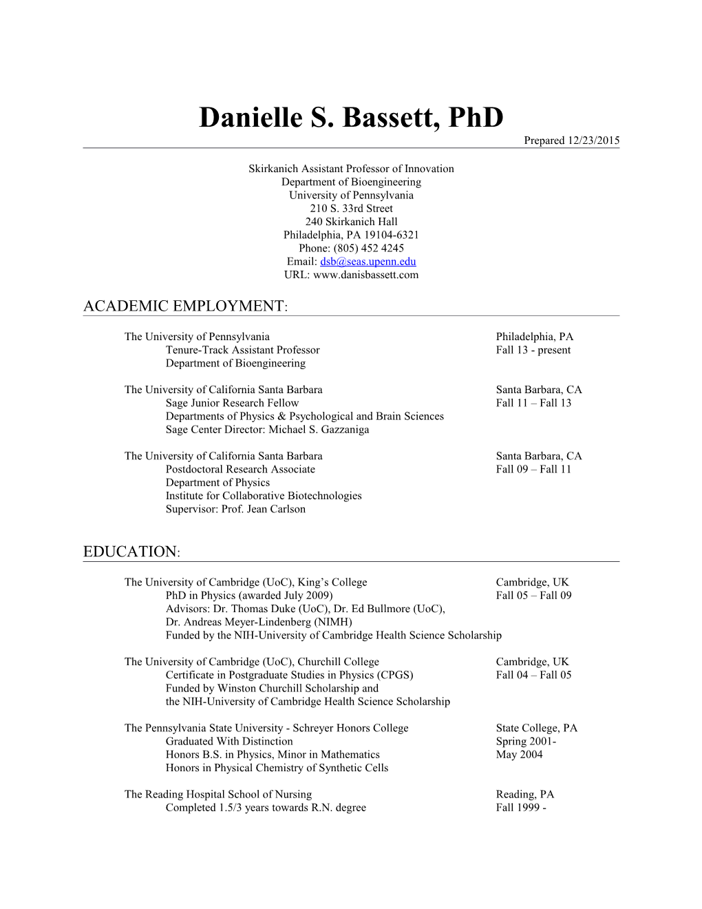 Danielle S. Bassett, Phd