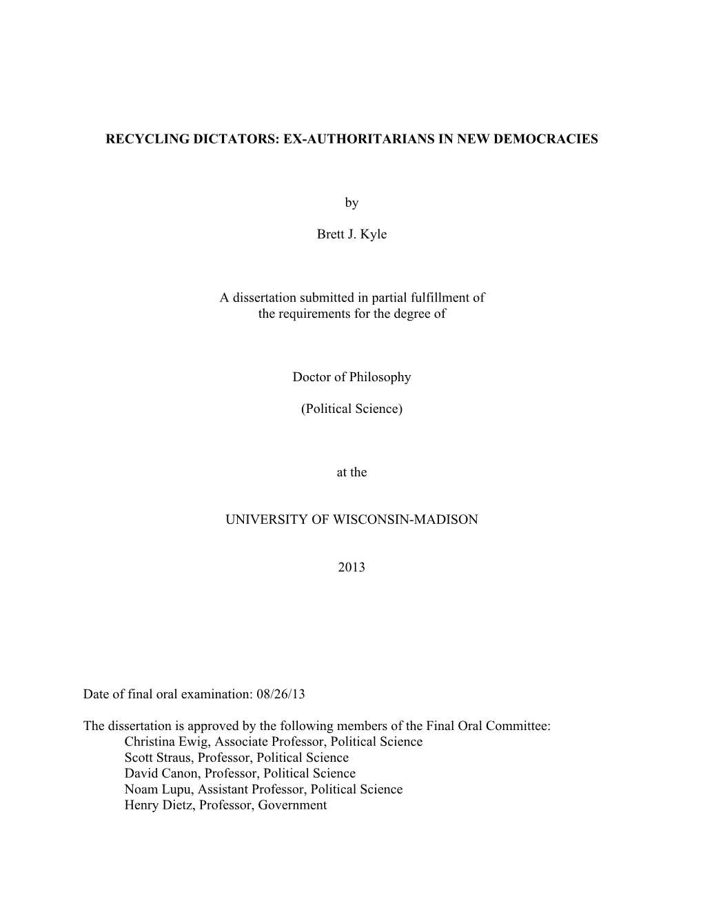 Brett J. Kyle Dissertation