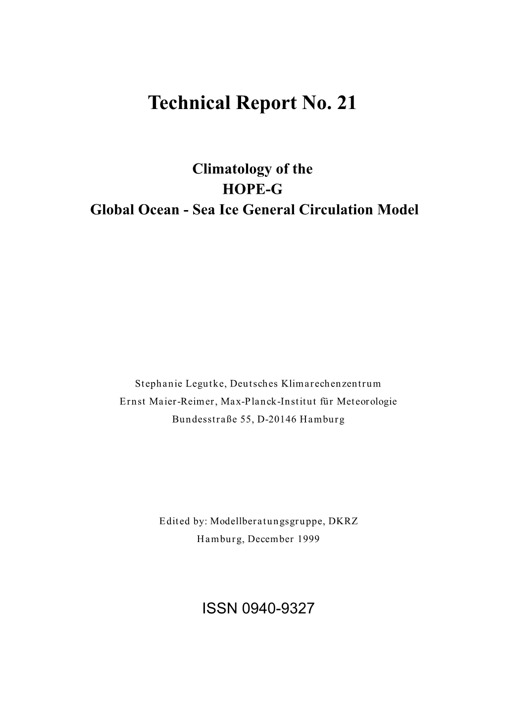 Technical Report No. 21