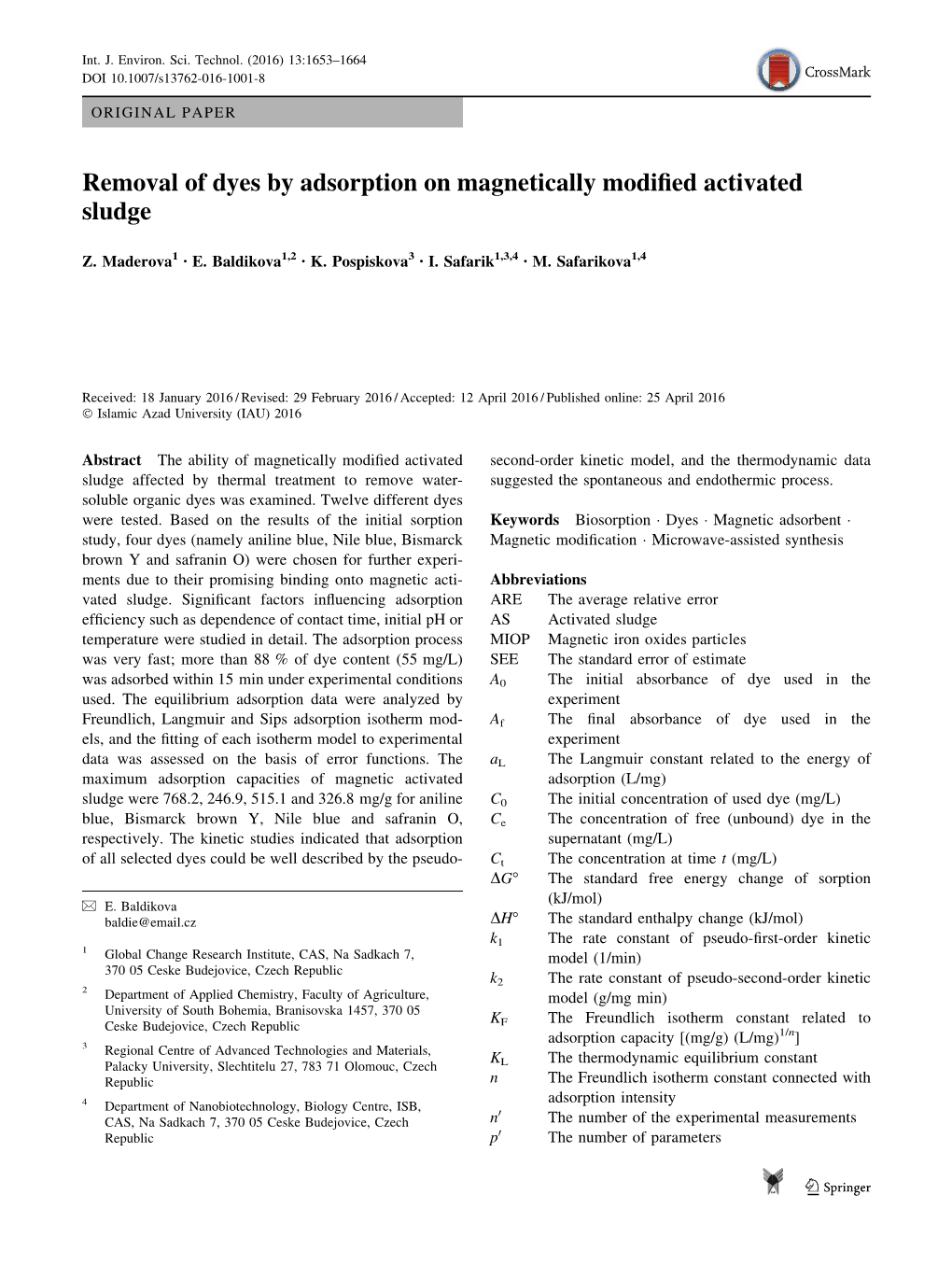 Removal of Dyes by Adsorption on Magnetically Modified Activated