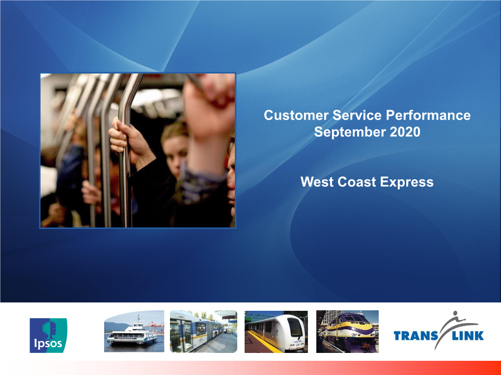 Customer Service Performance September 2020 West Coast Express