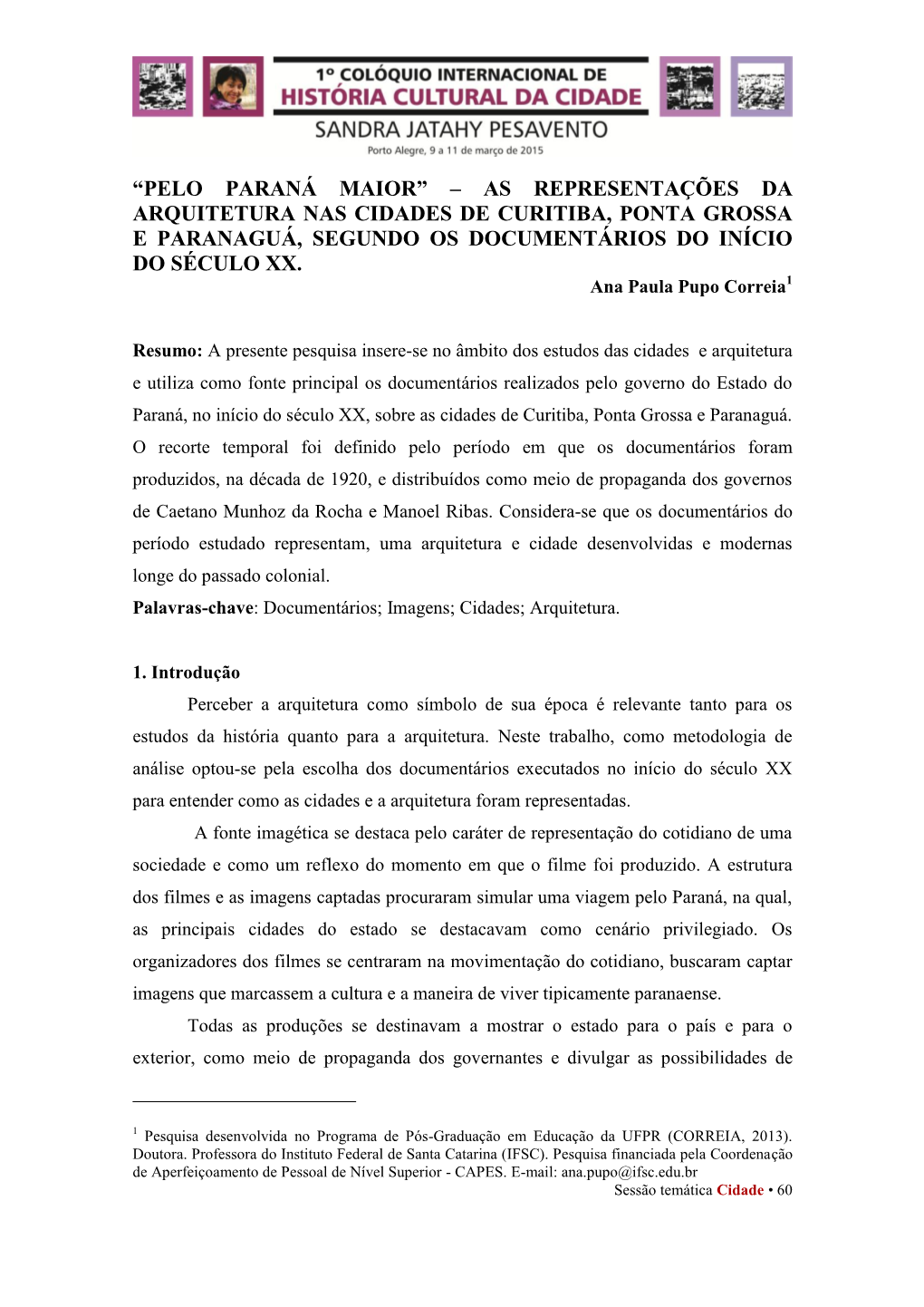 As Representações Da Arquitetura Das Cidades De Curitiba, Ponta Grossa