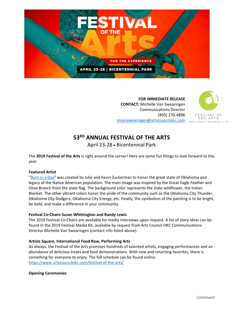 2019 Festival of the Arts Media