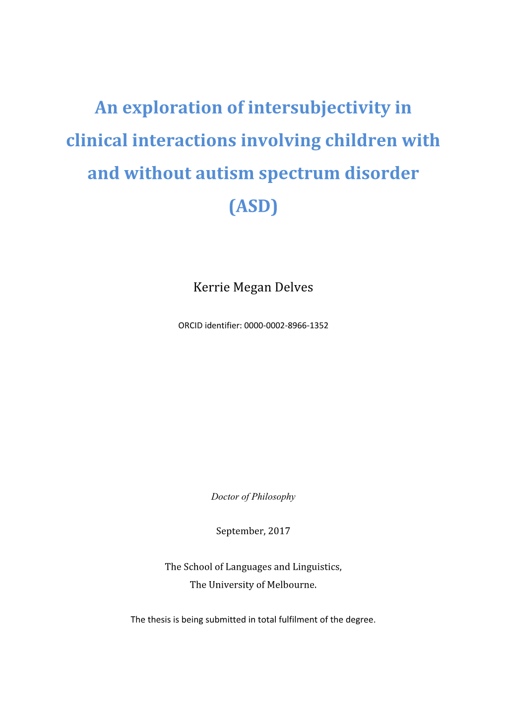 An Exploration of Intersubjectivity in Clinical Interactions Involving Children with and Without Autism Spectrum Disorder (ASD)