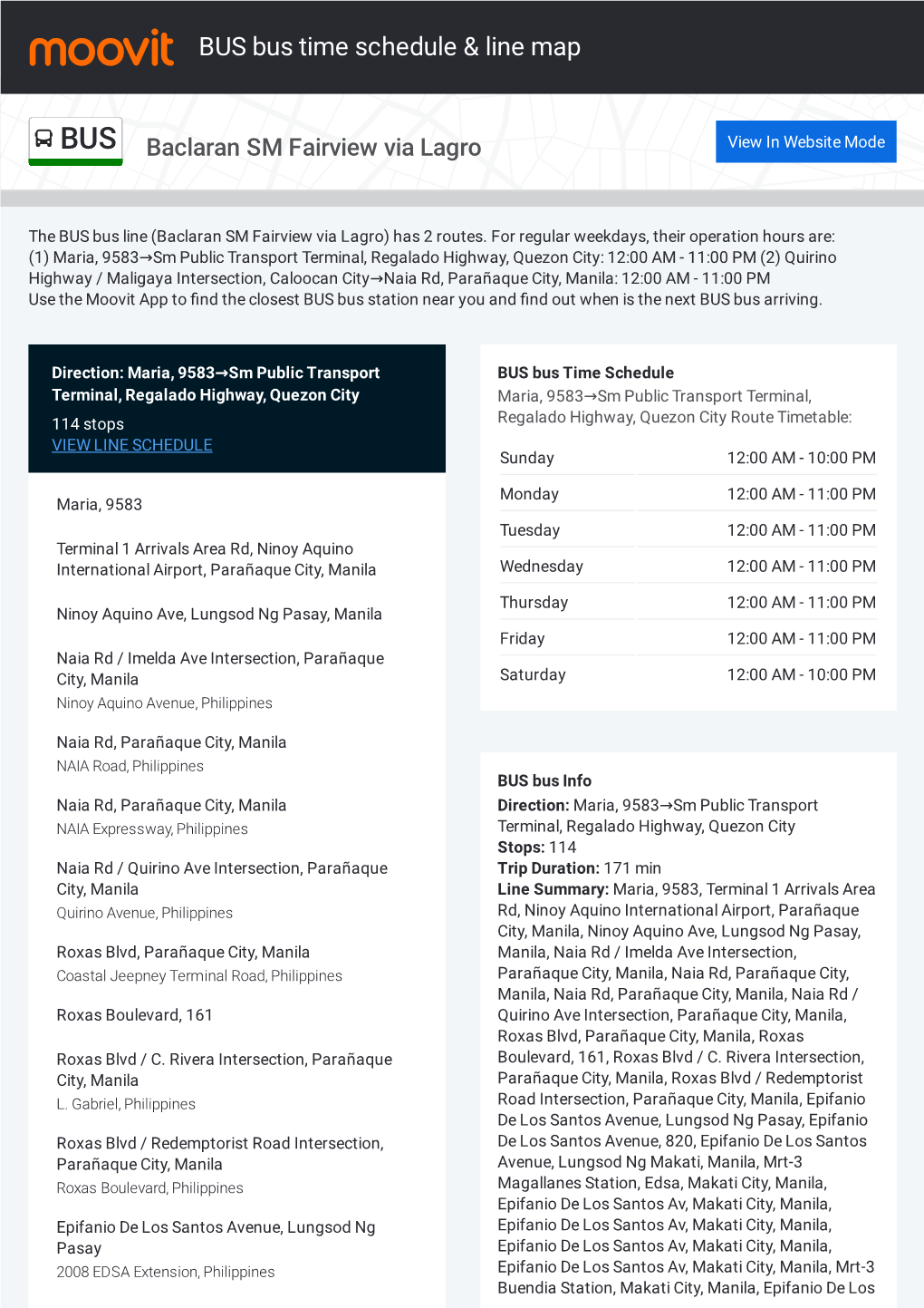 BUS Bus Time Schedule & Line Route