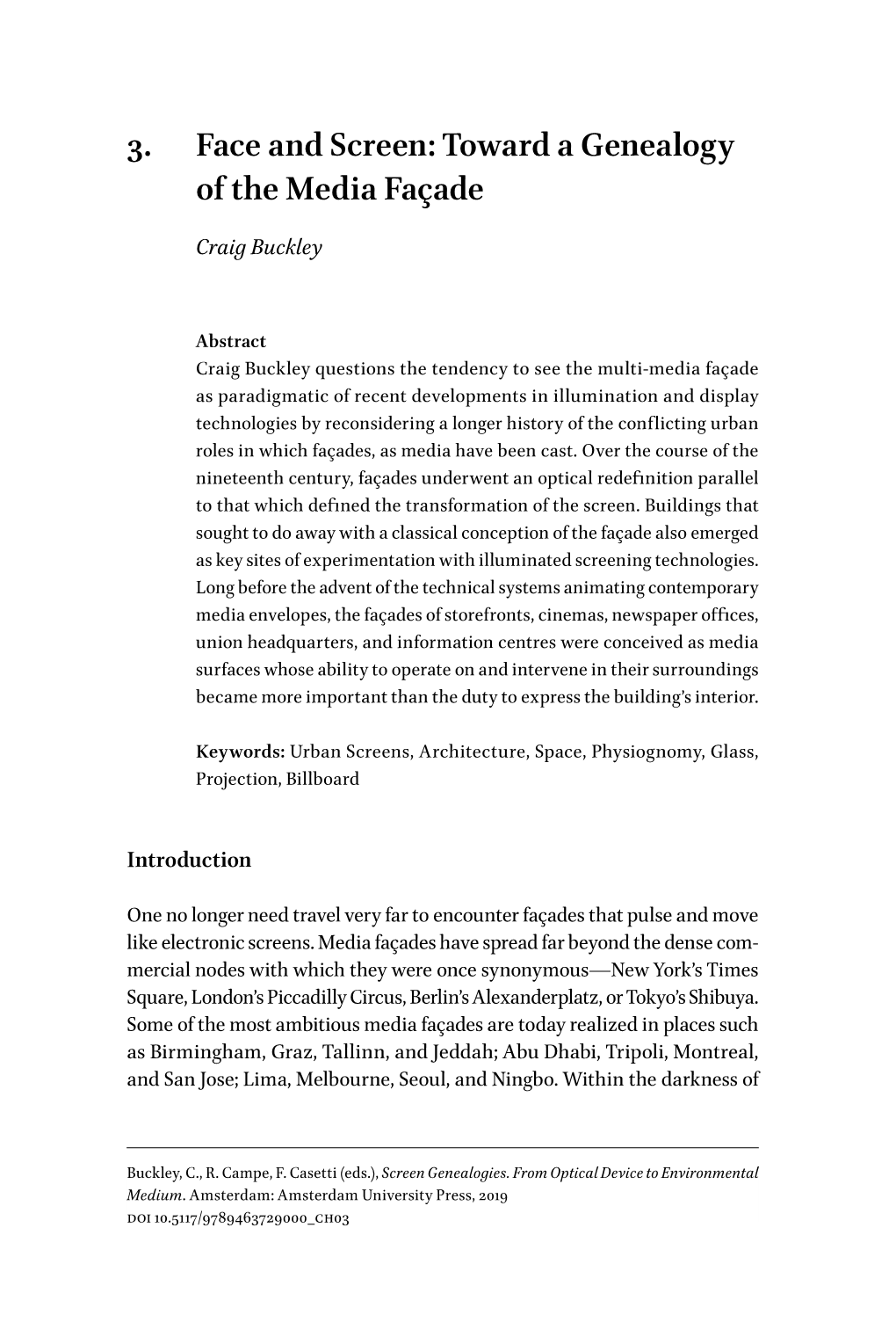 3. Face and Screen: Toward a Genealogy of the Media Façade