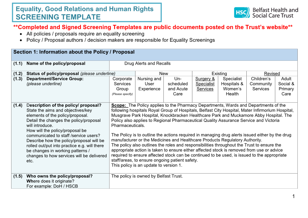 Equality, Good Relations and Human Rights