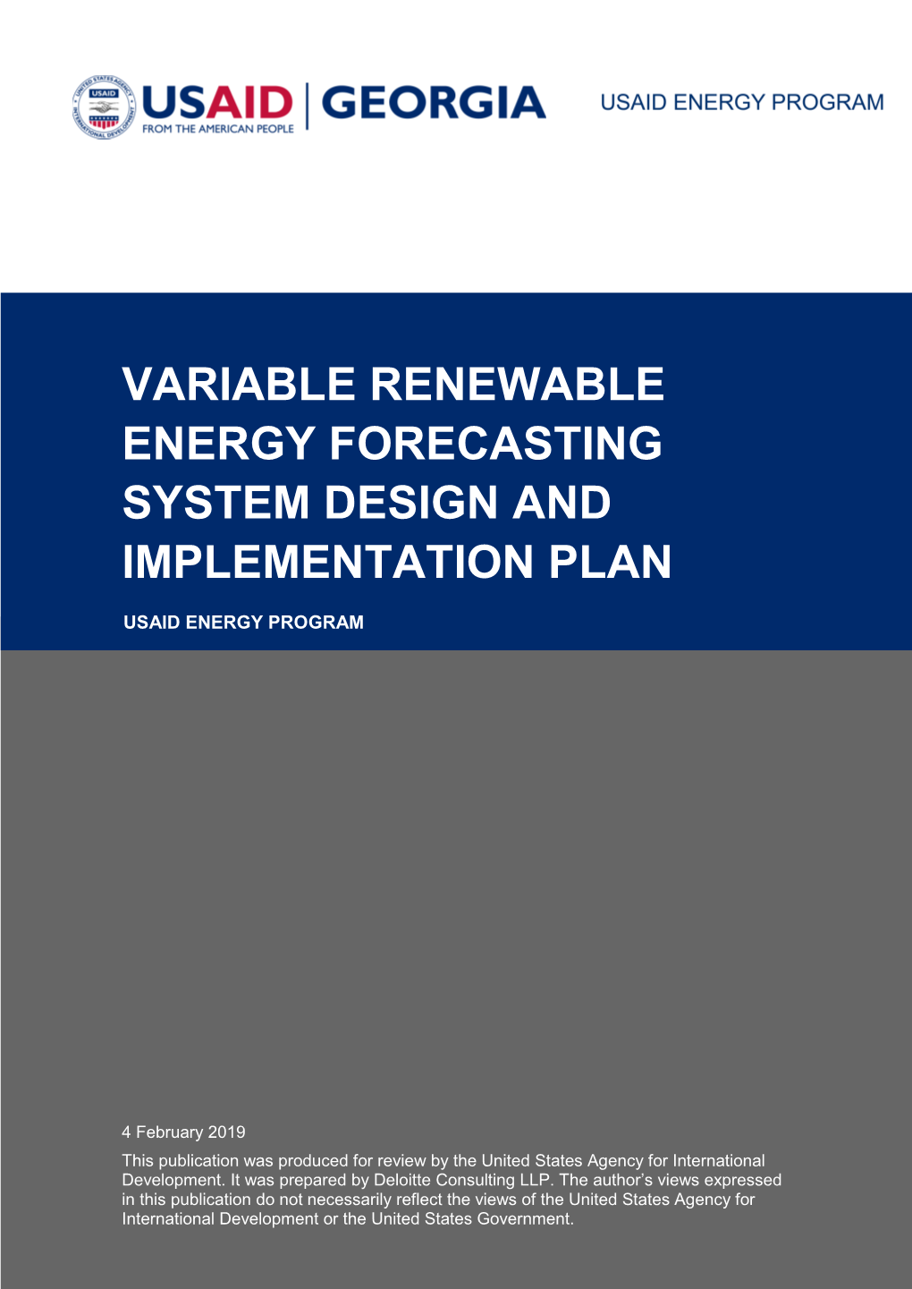 Variable Renewable Energy Forecasting System Design and Implementation Plan