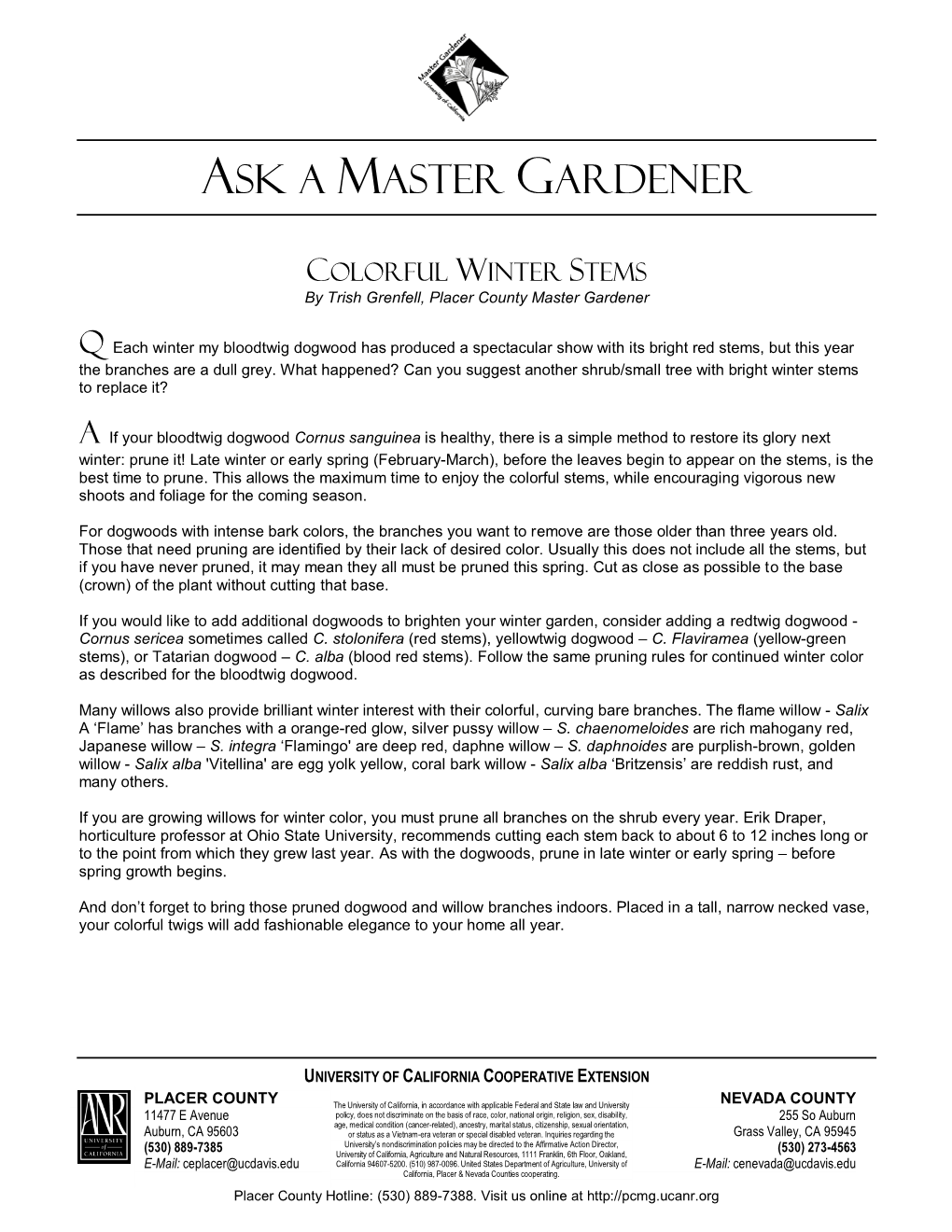 Ask a Master Gardener