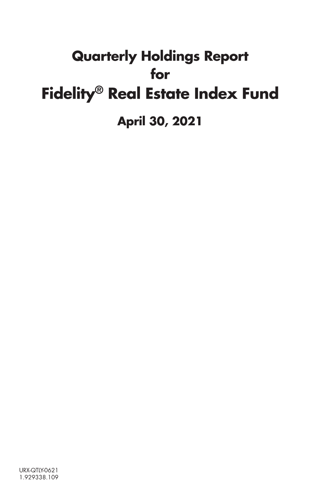 Fidelity® Real Estate Index Fund