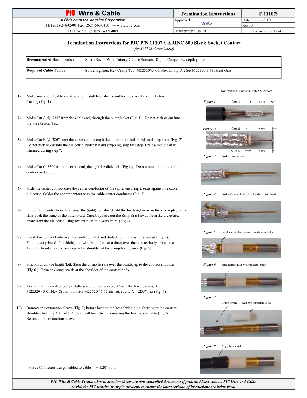 T-111079 a Division of the Angelus Corporation Approved : Date: 08/01/18 Ph (262)-246-0500 Fax (262) 246-0450 Rev