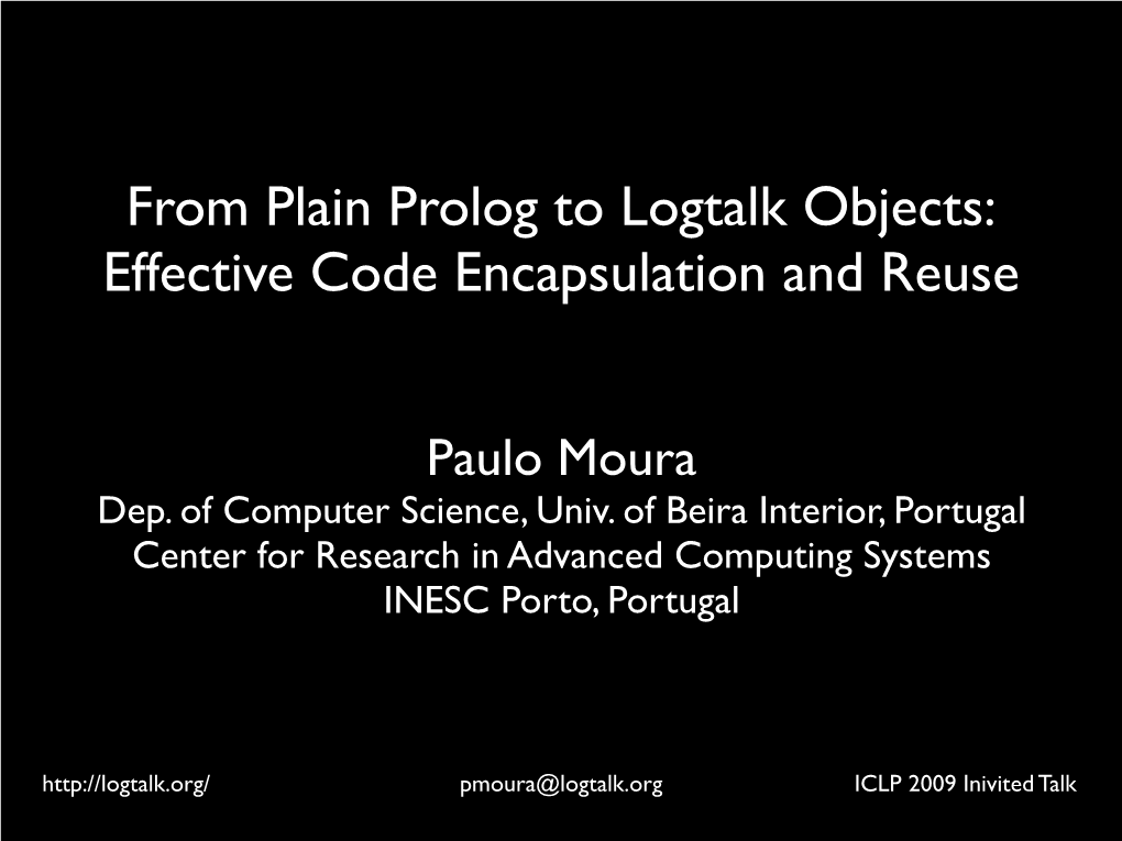 From Plain Prolog to Logtalk Objects: Effective Code Encapsulation and Reuse