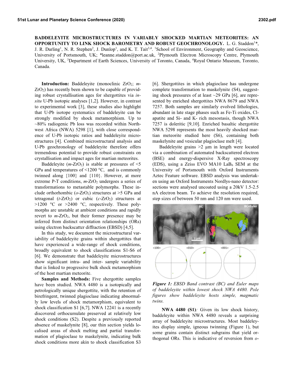 Baddeleyite Microstructures in Variably Shocked Martian Meteorites: an Opportunity to Link Shock Barometry and Robust Geochronology