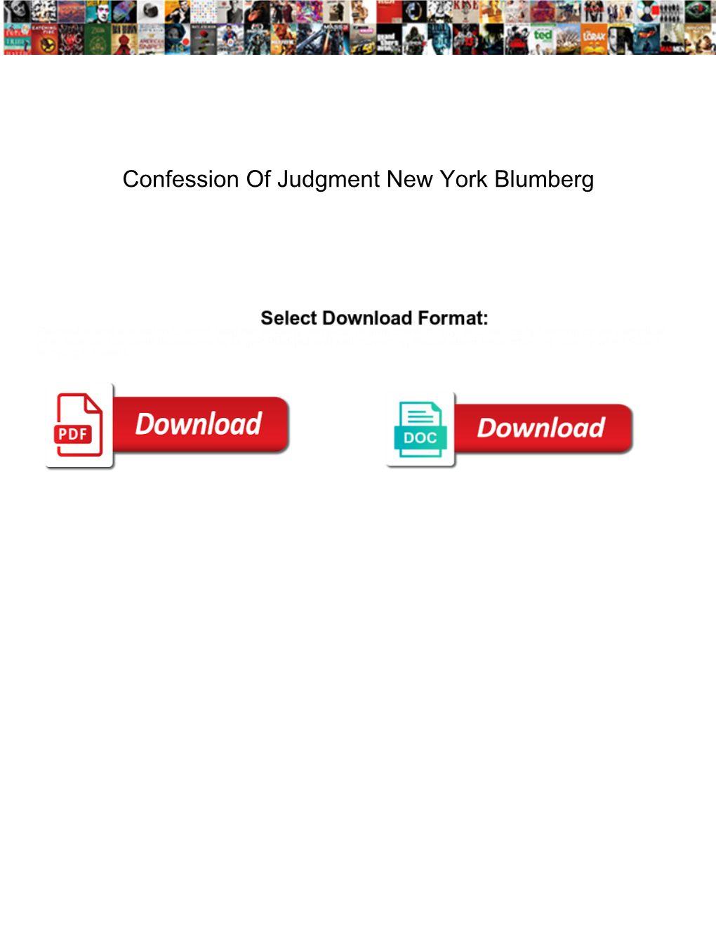 Confession of Judgment New York Blumberg