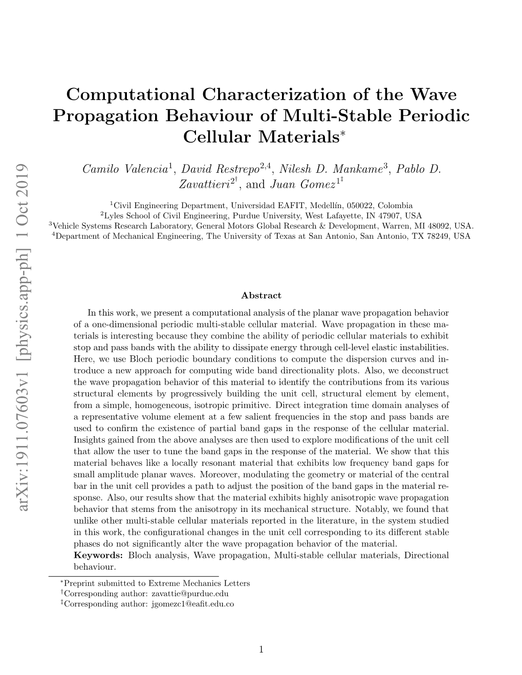 Computational Characterization of the Wave Propagation Behaviour of Multi-Stable Periodic Cellular Materials∗