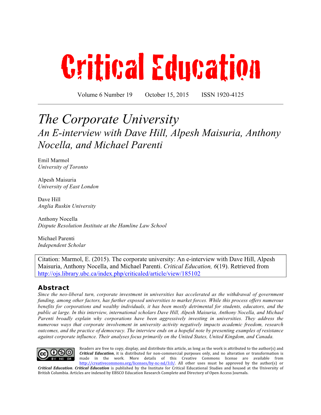 Critical Education