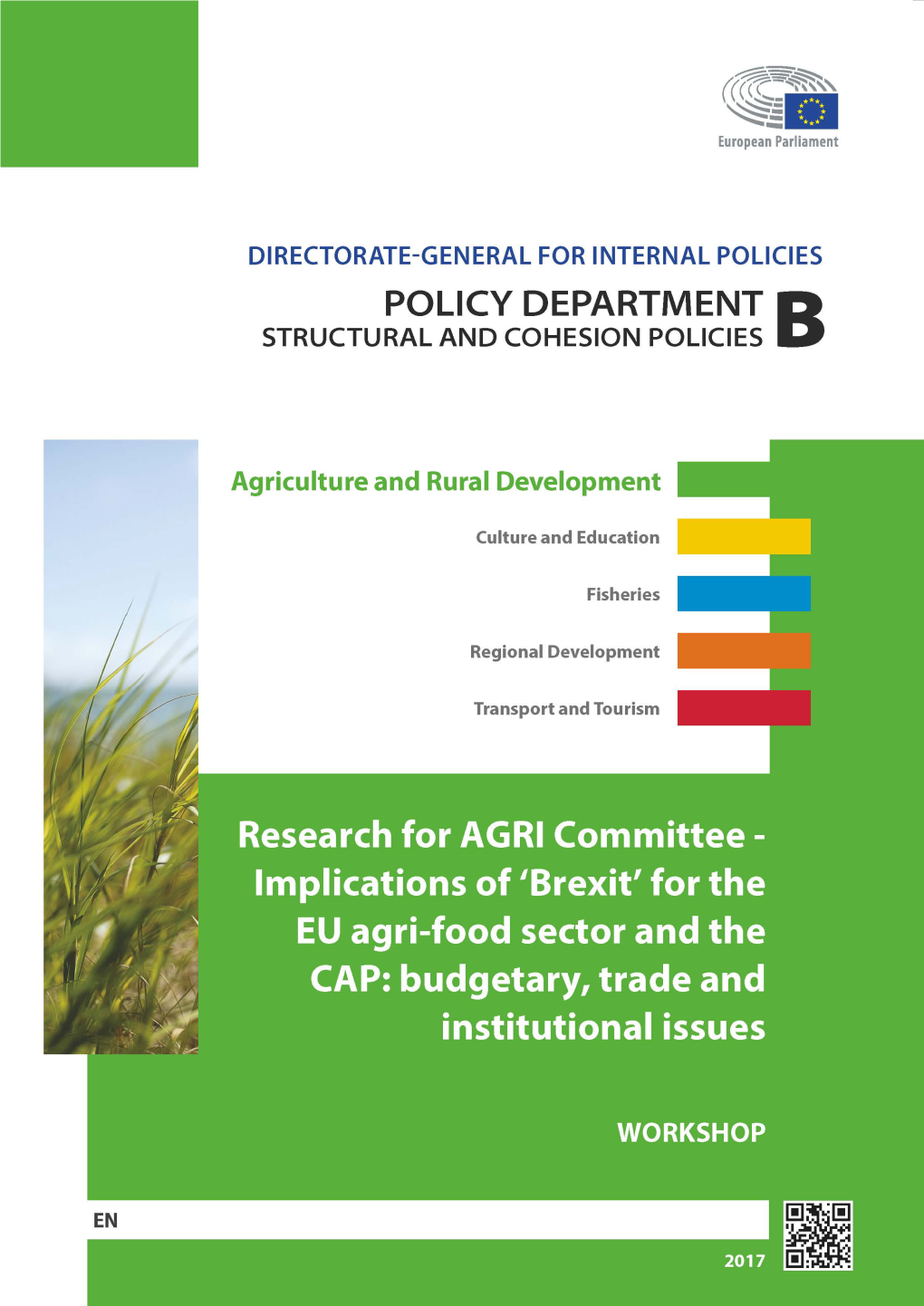 Brexit’ for the EU Agri-Food Sector and the CAP: Budgetary, Trade and Institutional Issues