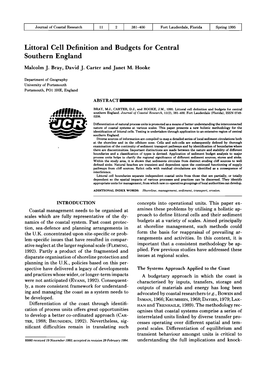 F!13Il-.-.; A:: It: Identification of Littoral Cells