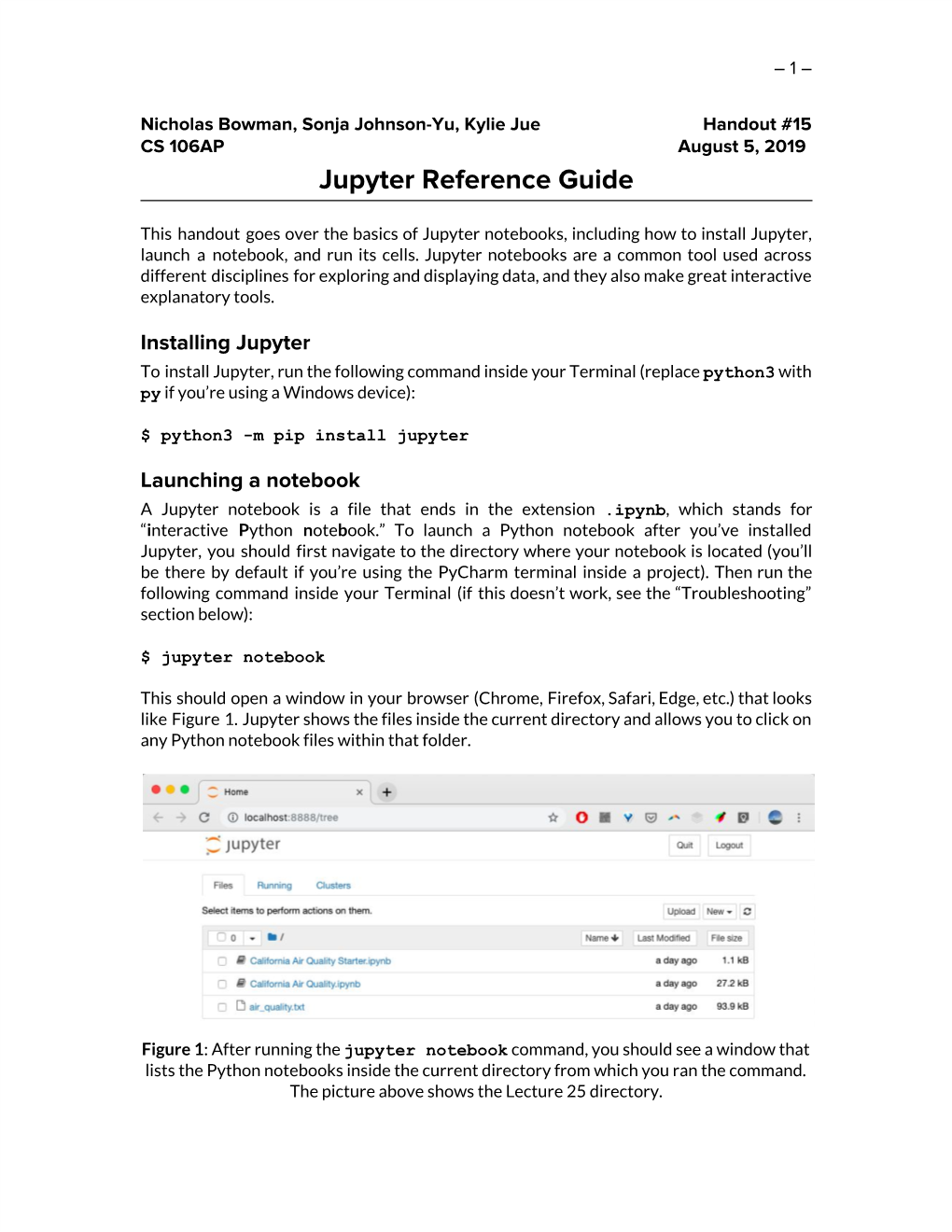 Jupyter Reference Guide