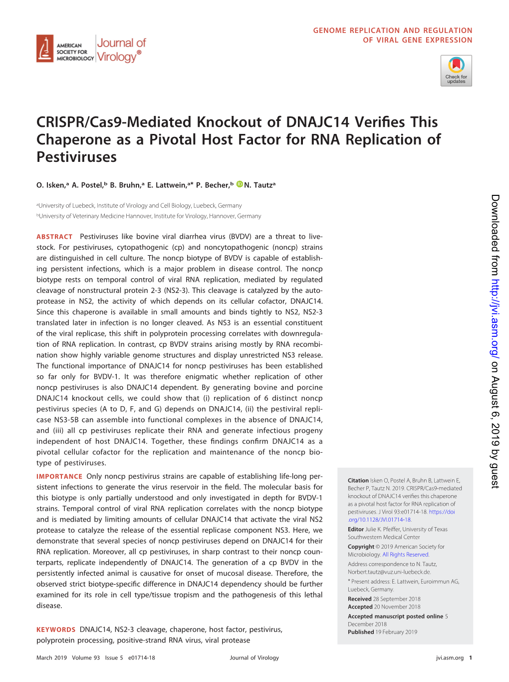 CRISPR/Cas9-Mediated Knockout of DNAJC14 Verifies This Chaperone