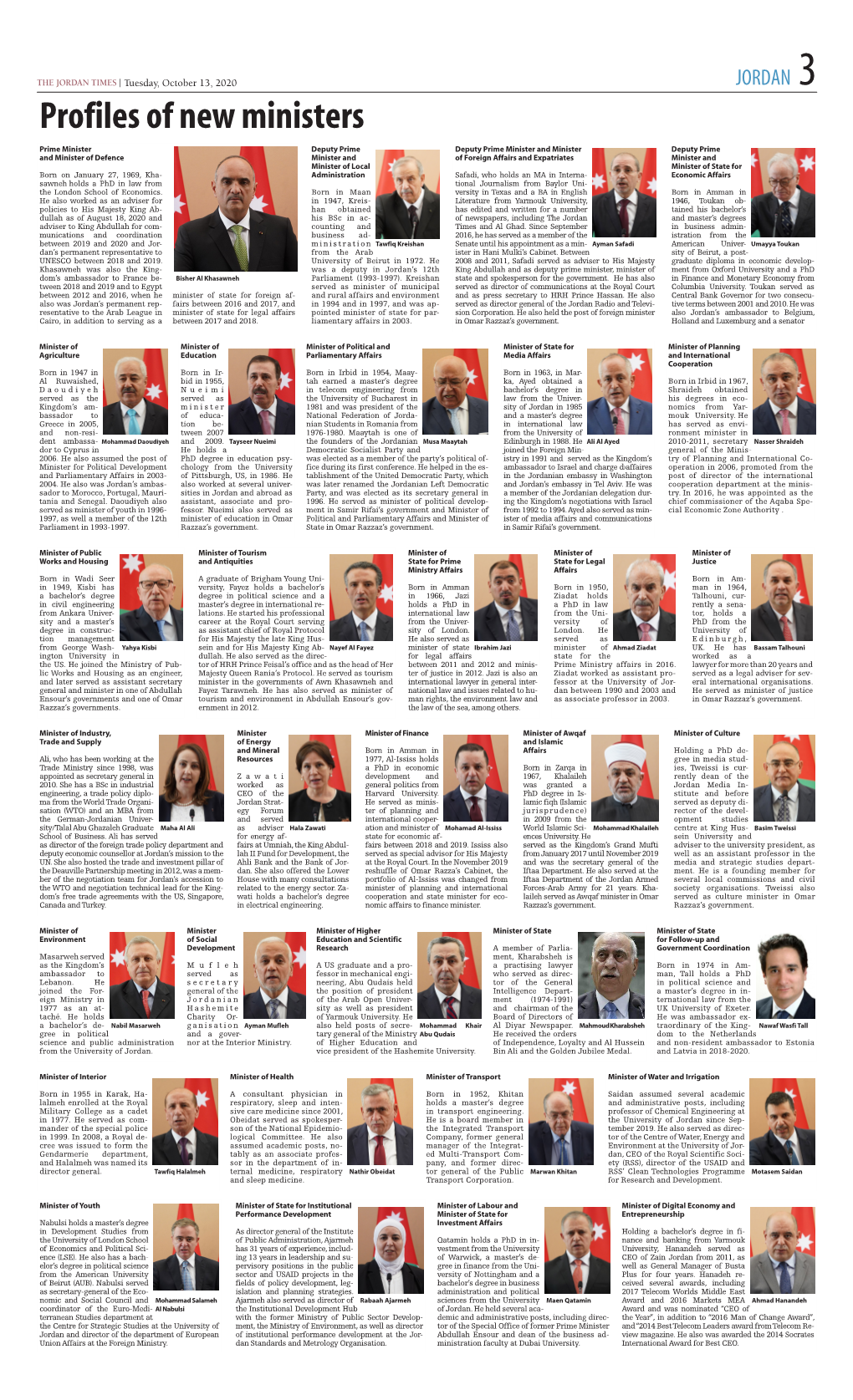 Profiles of New Ministers