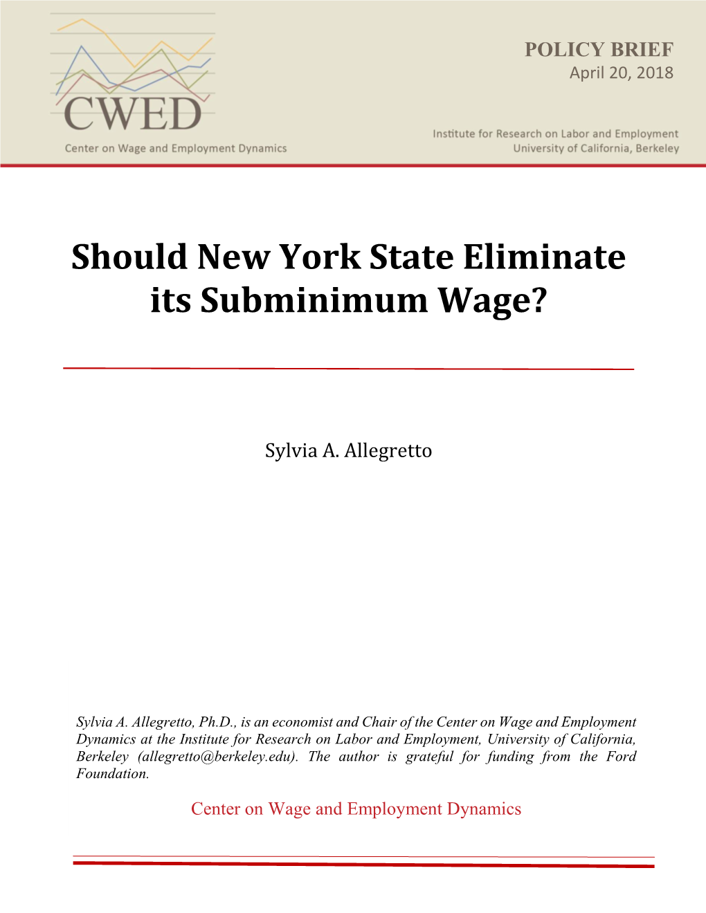 Should New York State Eliminate Its Subminimum Wage?