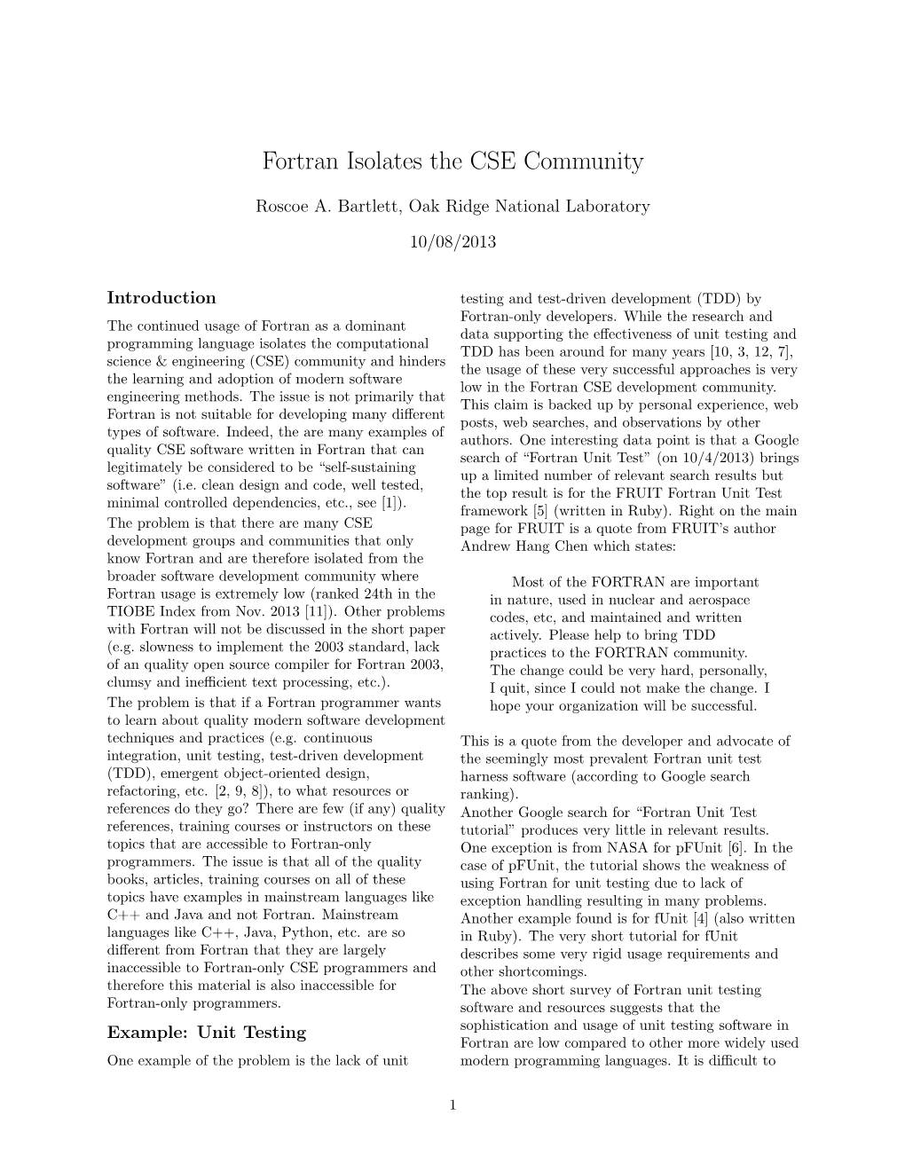 Fortran Isolates the CSE Community