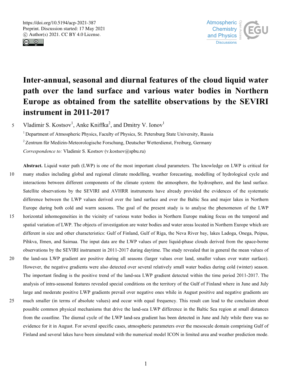 Inter-Annual, Seasonal and Diurnal Features of the Cloud Liquid Water