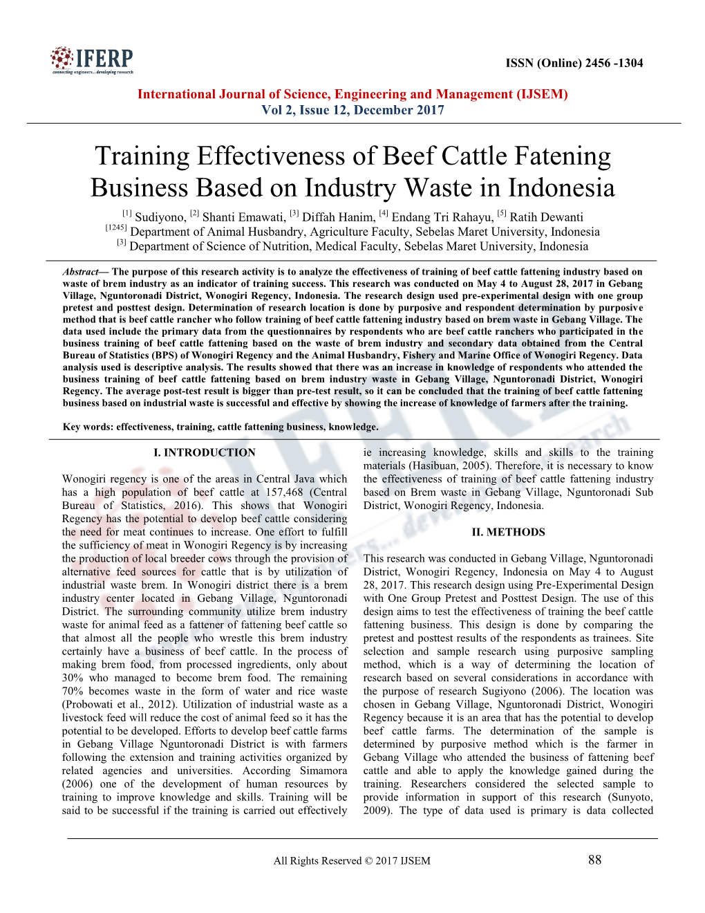 Training Effectiveness of Beef Cattle Fatening Business Based On