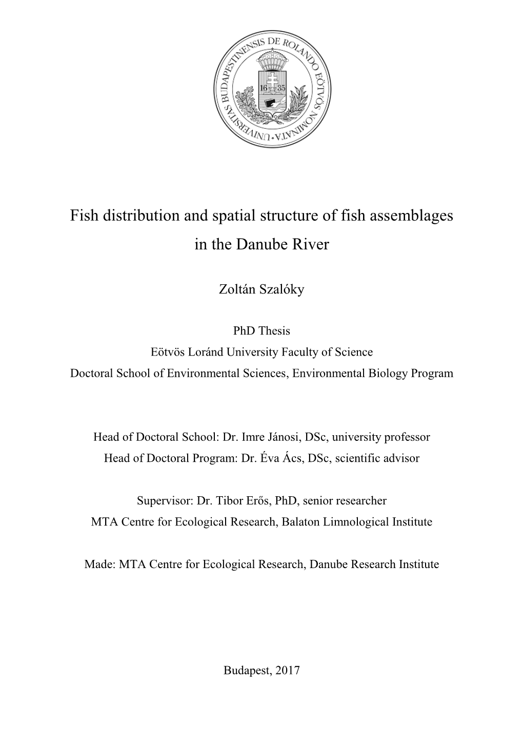 Fish Distribution and Spatial Structure of Fish Assemblages in the Danube River