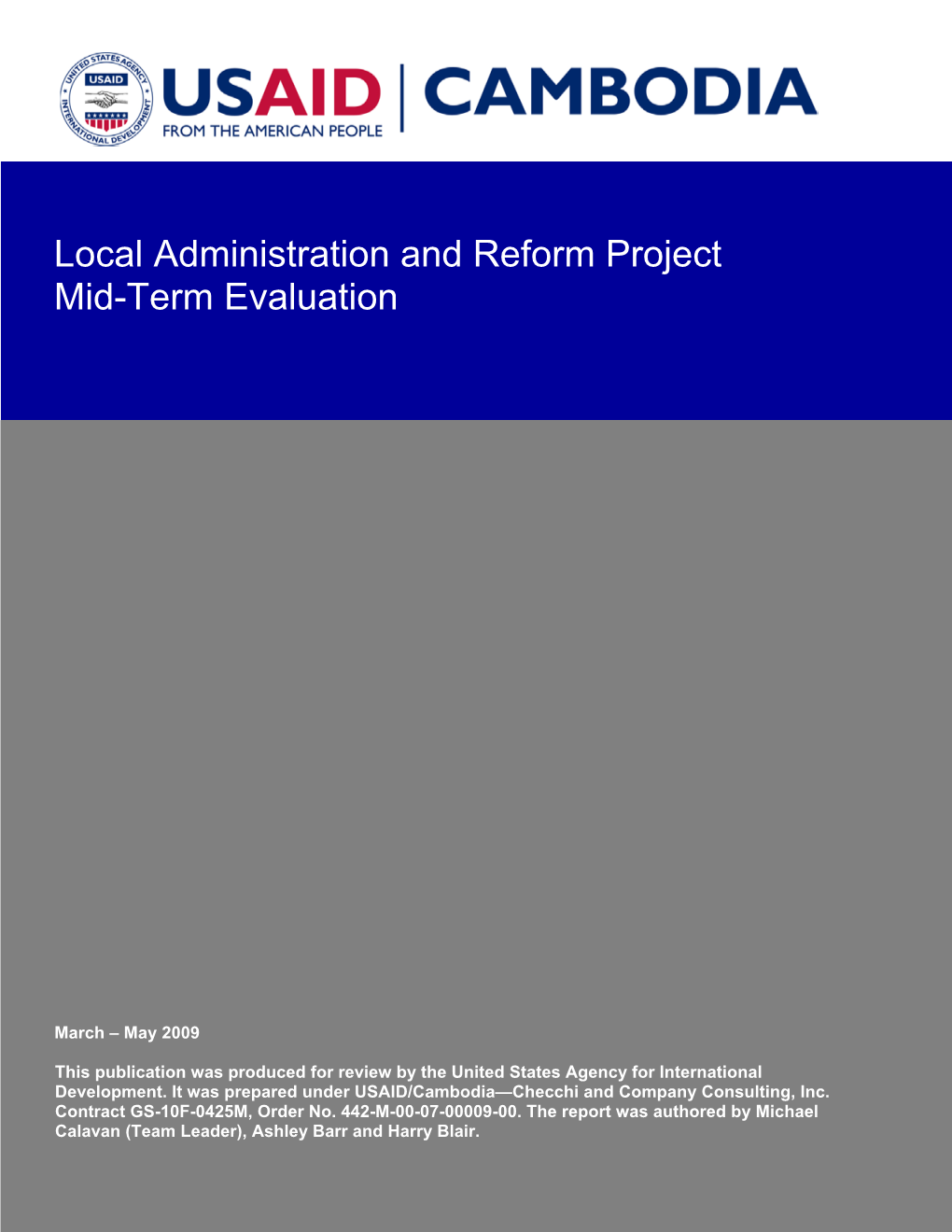 Local Administration and Reform Project Mid-Term Evaluation
